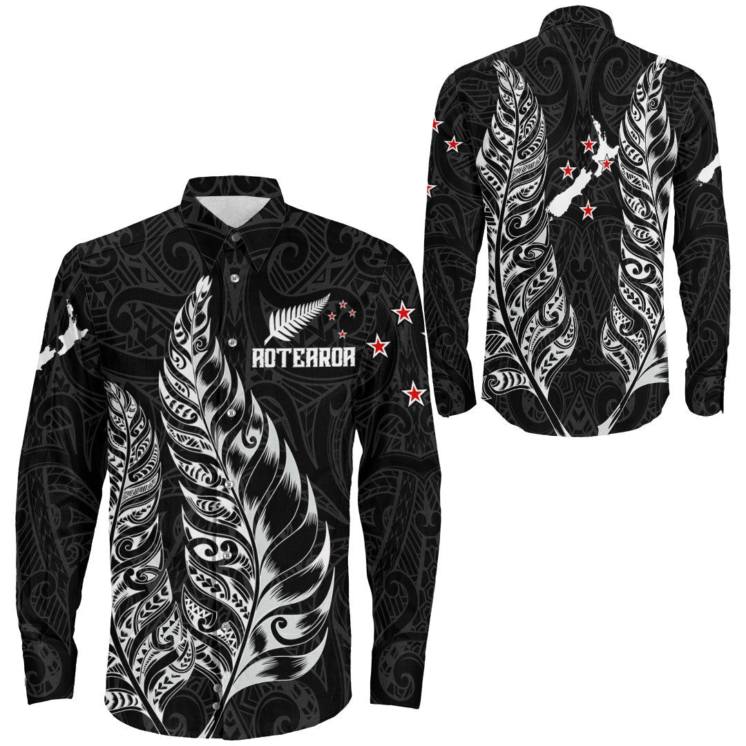 Clothing New Zealand Aotearoa Maori Silver Fern New Long Sleeve Button Shirt