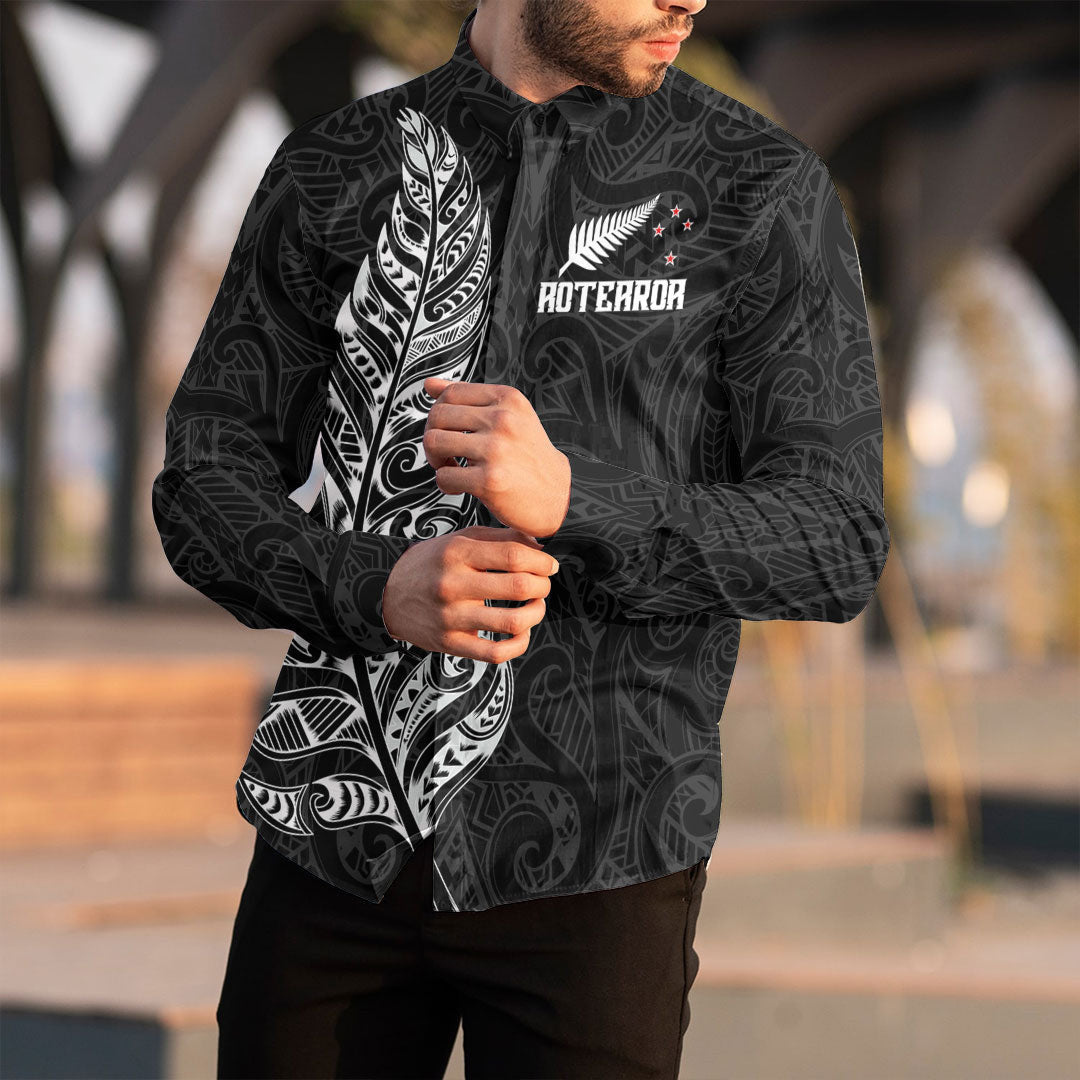 Clothing New Zealand Aotearoa Maori Silver Fern Long Sleeve Button Shirt
