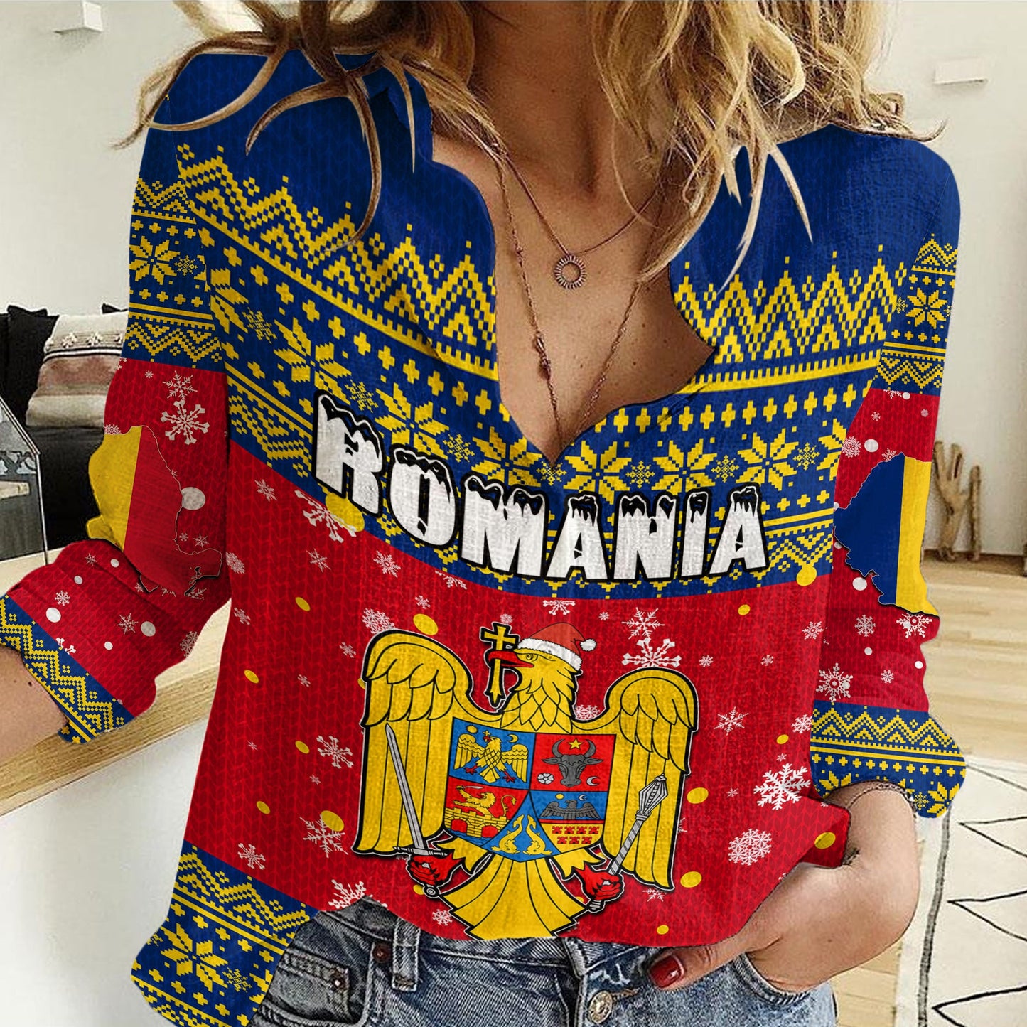 Clothing Romania Christmas Women Casual Shirt