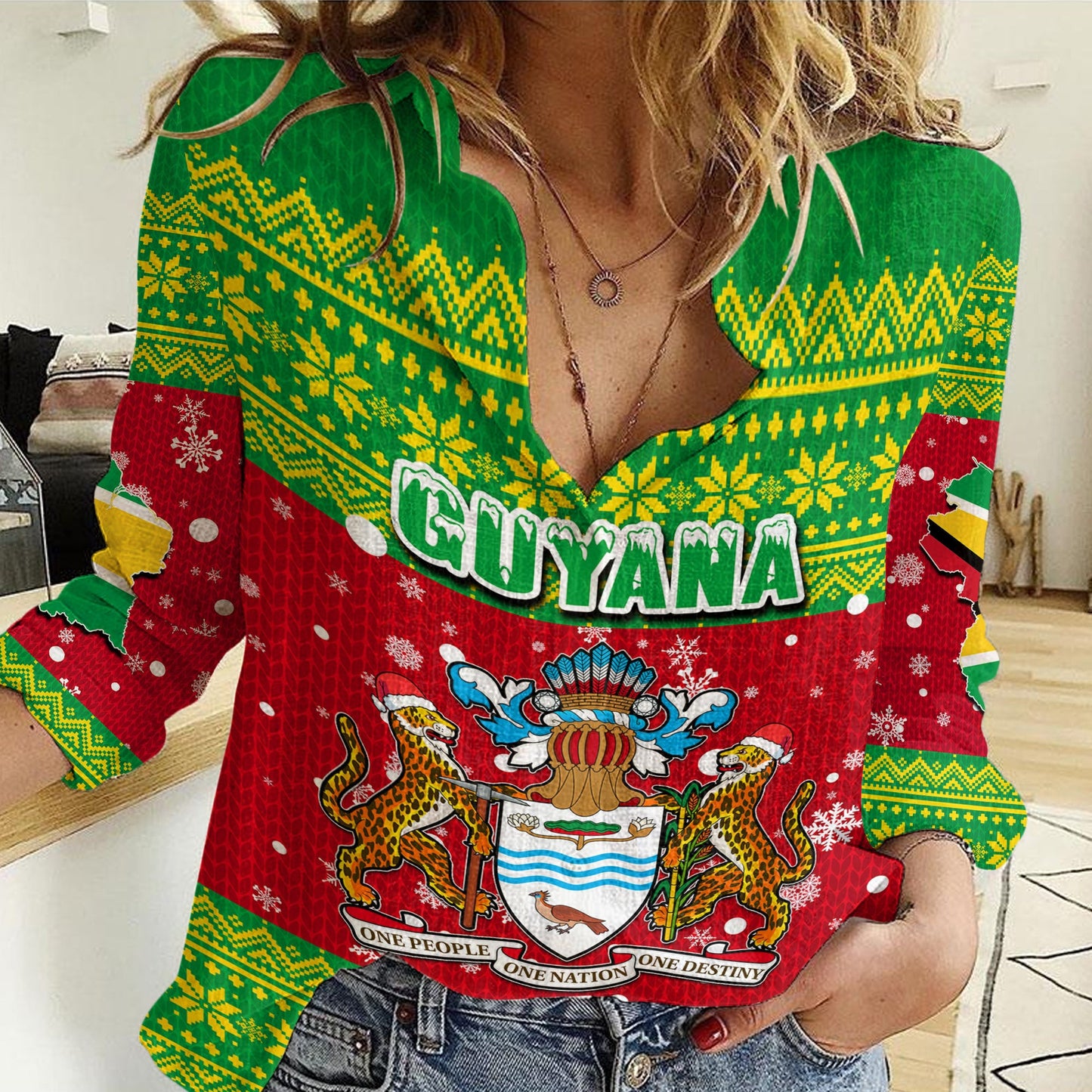 Clothing Guyana Christmas Women Casual Shirt