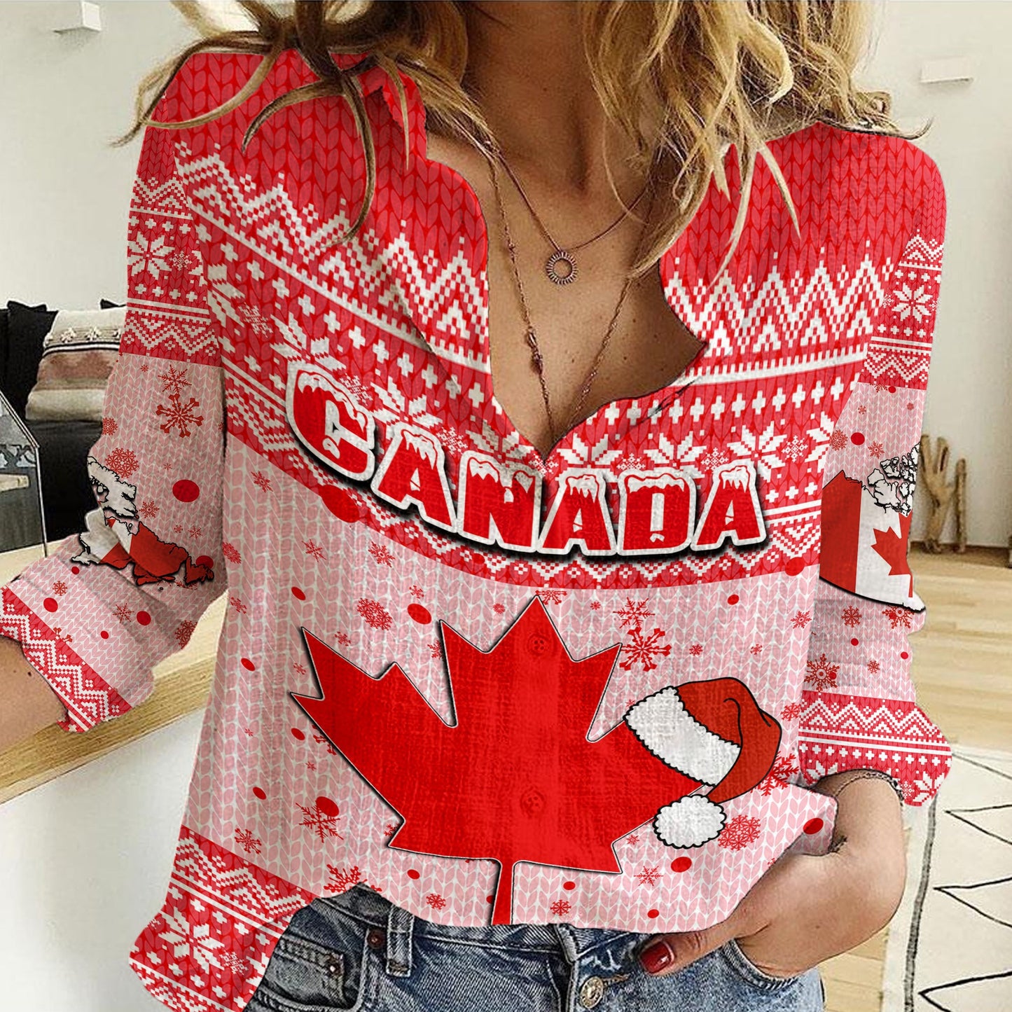 Clothing Canada Christmas Women Casual Shirt