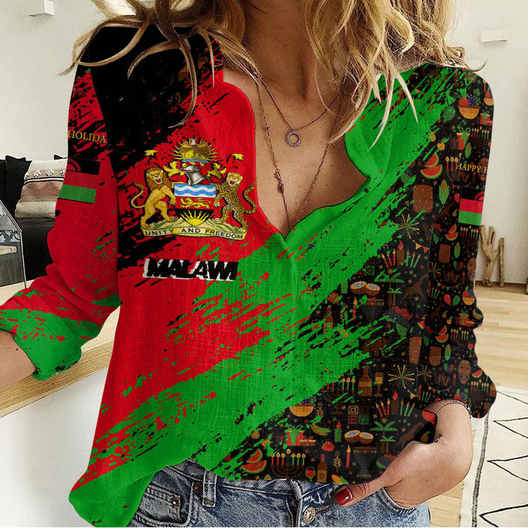 Clothing Malawi Happy Kwanzaa Women's Casual Shirt