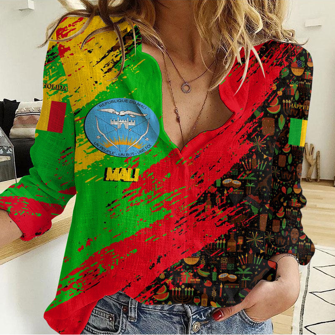Clothing Mali Happy Kwanzaa Women's Casual Shirt