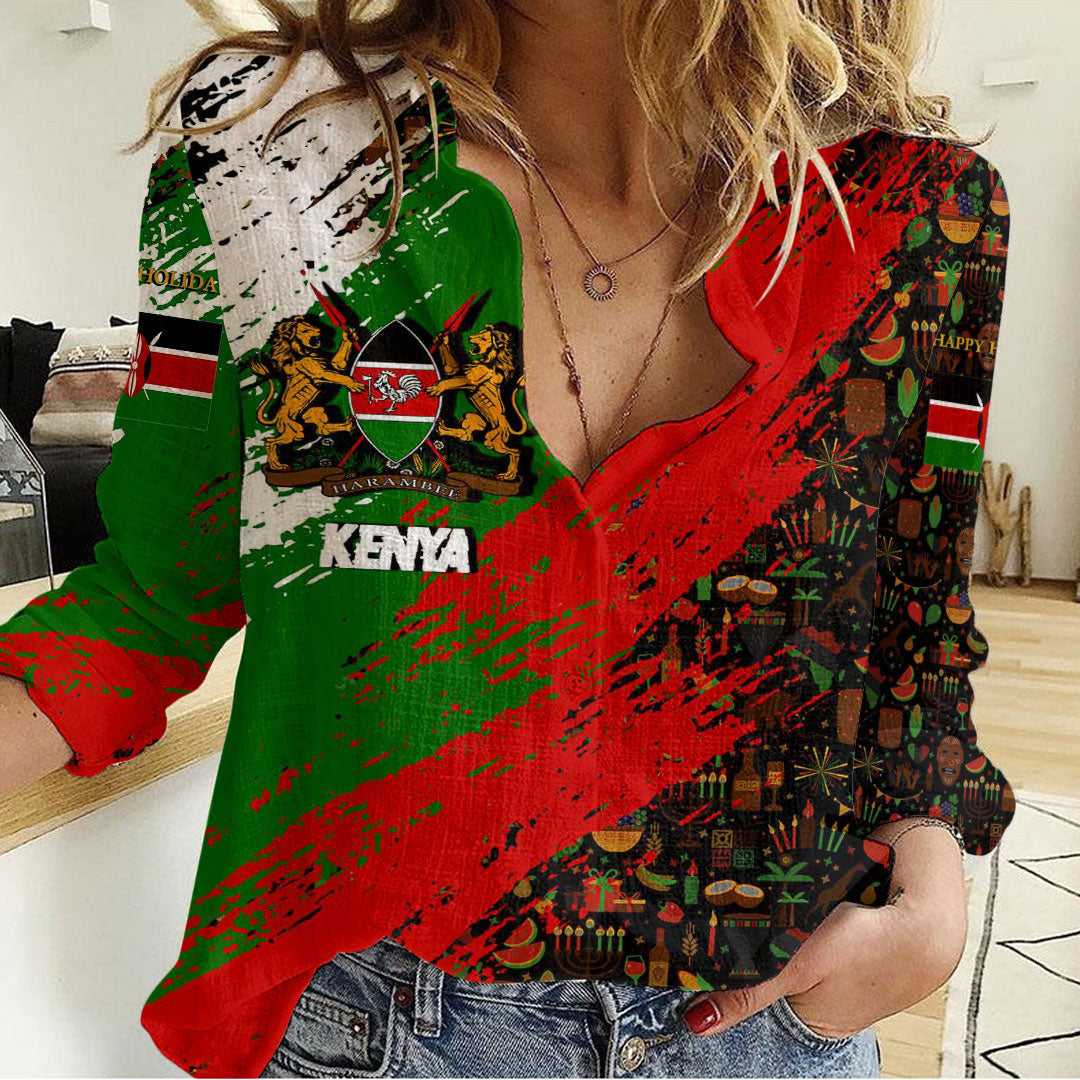Clothing Kenya Happy Kwanzaa Women's Casual Shirt
