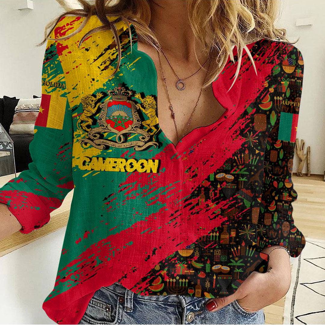 Clothing Cameroon Happy Kwanzaa Women's Casual Shirt