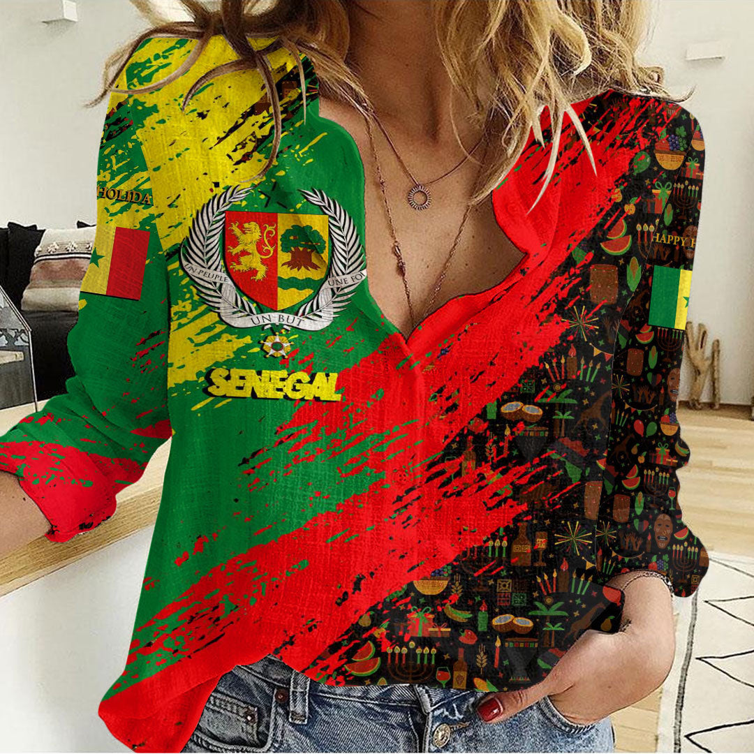 Clothing Senegal Happy Kwanzaa Women's Casual Shirt