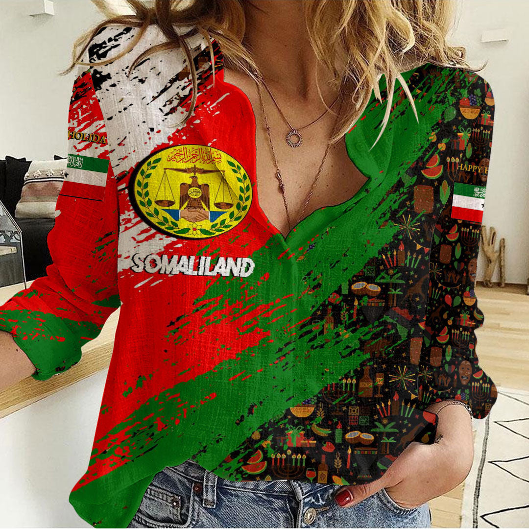 Clothing Somaliland Happy Kwanzaa Women's Casual Shirt