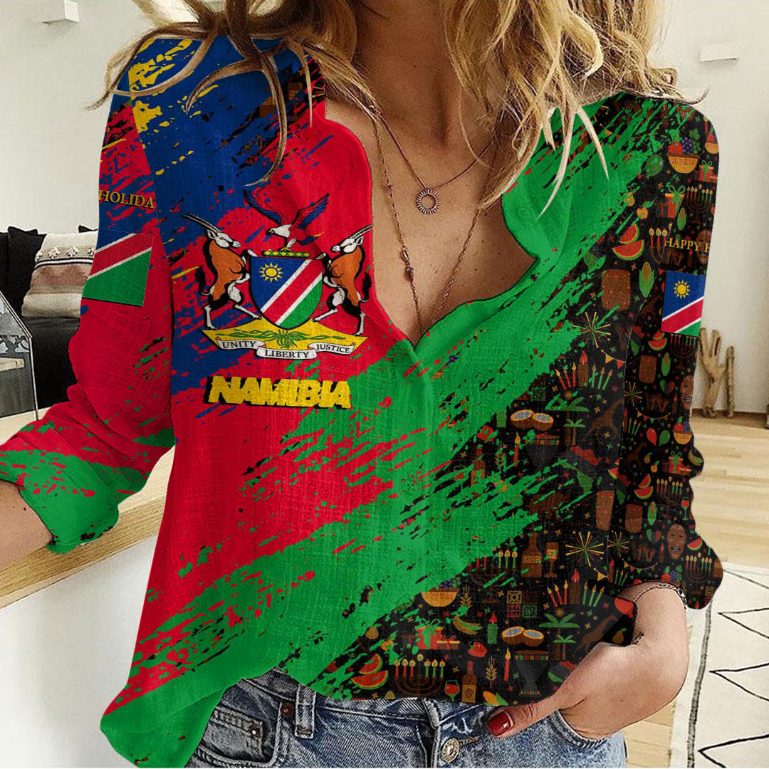 Clothing Namibia Happy Kwanzaa Women's Casual Shirt