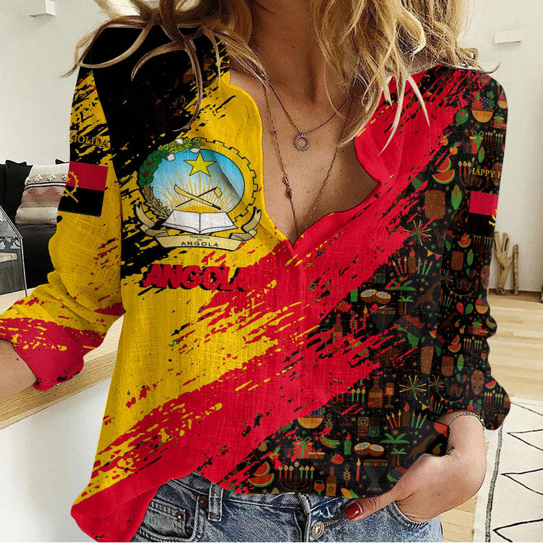 Clothing Angola Happy Kwanzaa Women's Casual Shirt