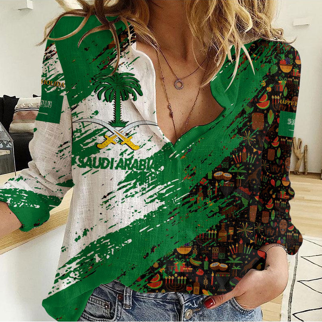 Clothing Saudi Arabia Happy Kwanzaa Women's Casual Shirt