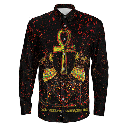 Clothing Egypth Goddess Bastet And Pharaoh Long Sleeve Button Shirt