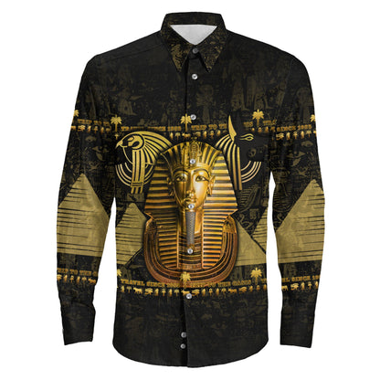 Clothing Egyth Tutankhamun’S Golden And Scarabs Long Sleeve Button Shirt