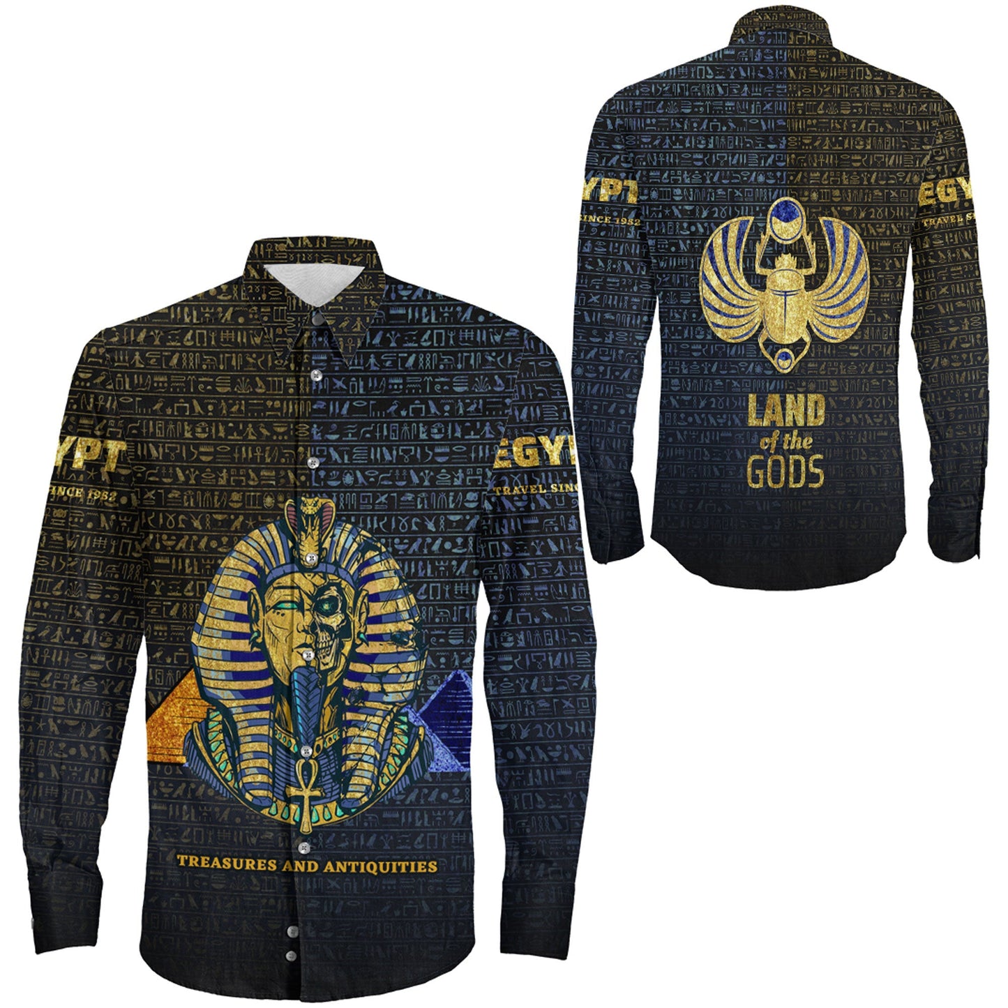 Clothing Egyptian Pharaoh In A Destroyed Long Sleeve Button Shirt