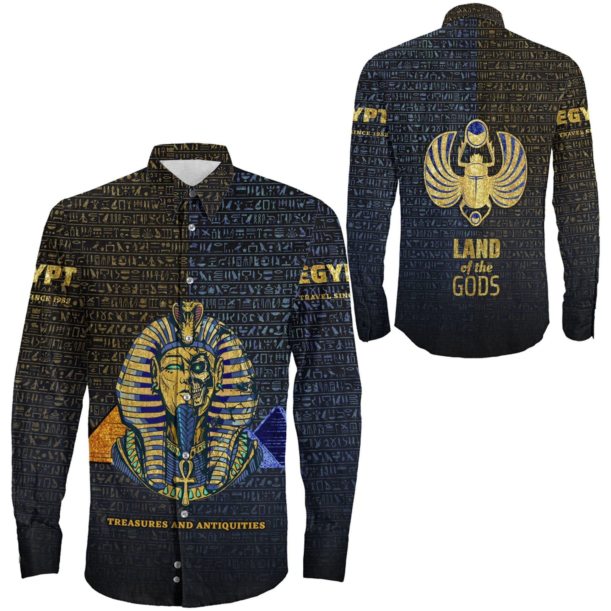 Clothing Egyptian Pharaoh In A Destroyed Long Sleeve Button Shirt