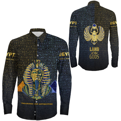Clothing Egyptian Pharaoh In A Destroyed Long Sleeve Button Shirt