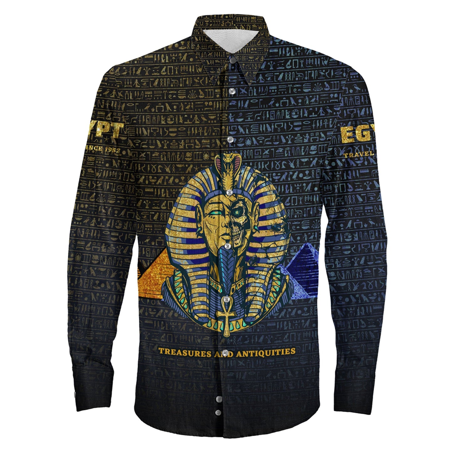 Clothing Egyptian Pharaoh In A Destroyed Long Sleeve Button Shirt