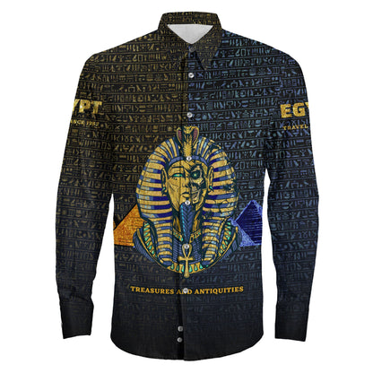 Clothing Egyptian Pharaoh In A Destroyed Long Sleeve Button Shirt