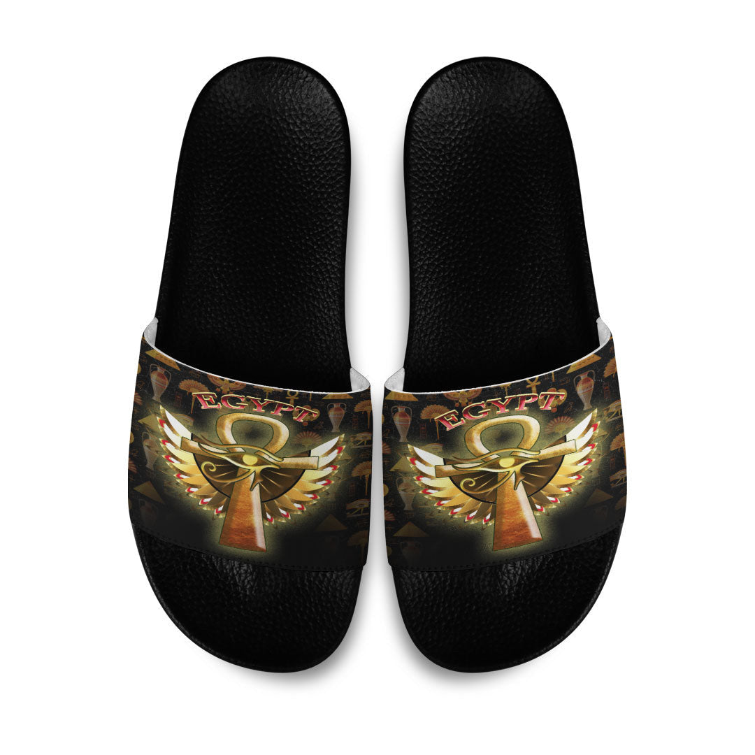 Slide Sandals Ankh And Horus Egyptian Slide Sandals