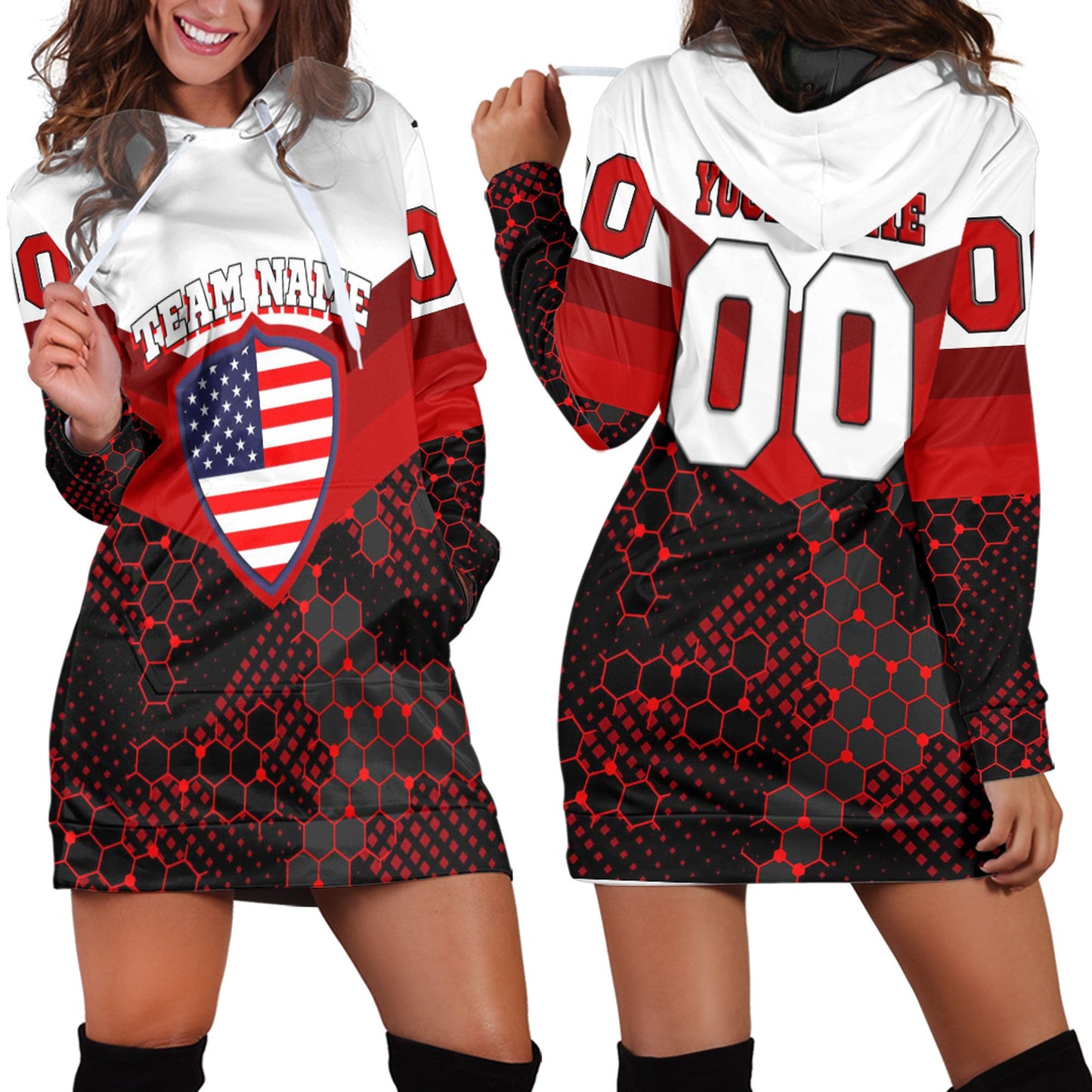 Clothing Custom America USA Rugby Captain Sport Hoodie Dress