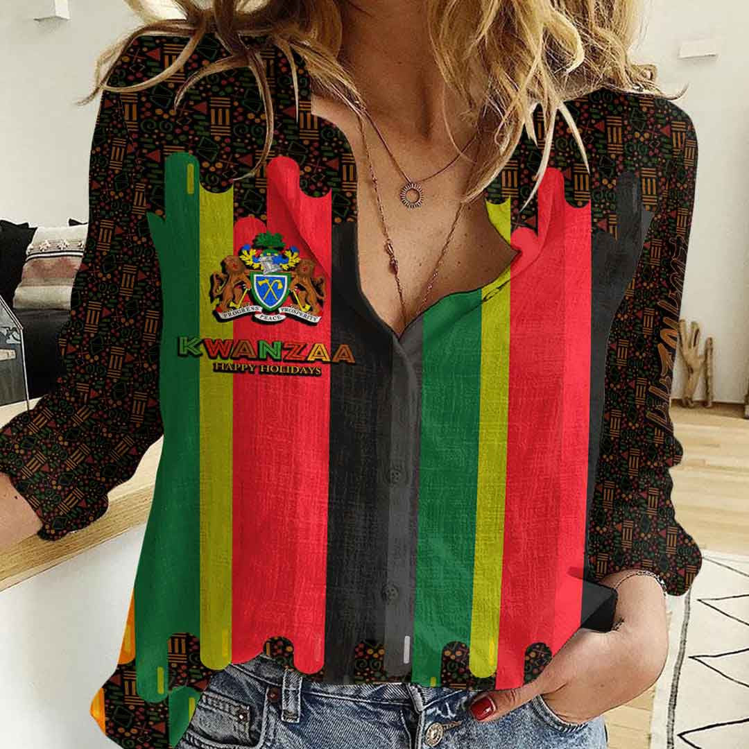 Clothing The Gambia Happy Kwanzaa New Women's Casual Shirt