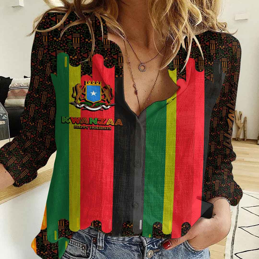 Clothing Somalia Happy Kwanzaa New Women's Casual Shirt