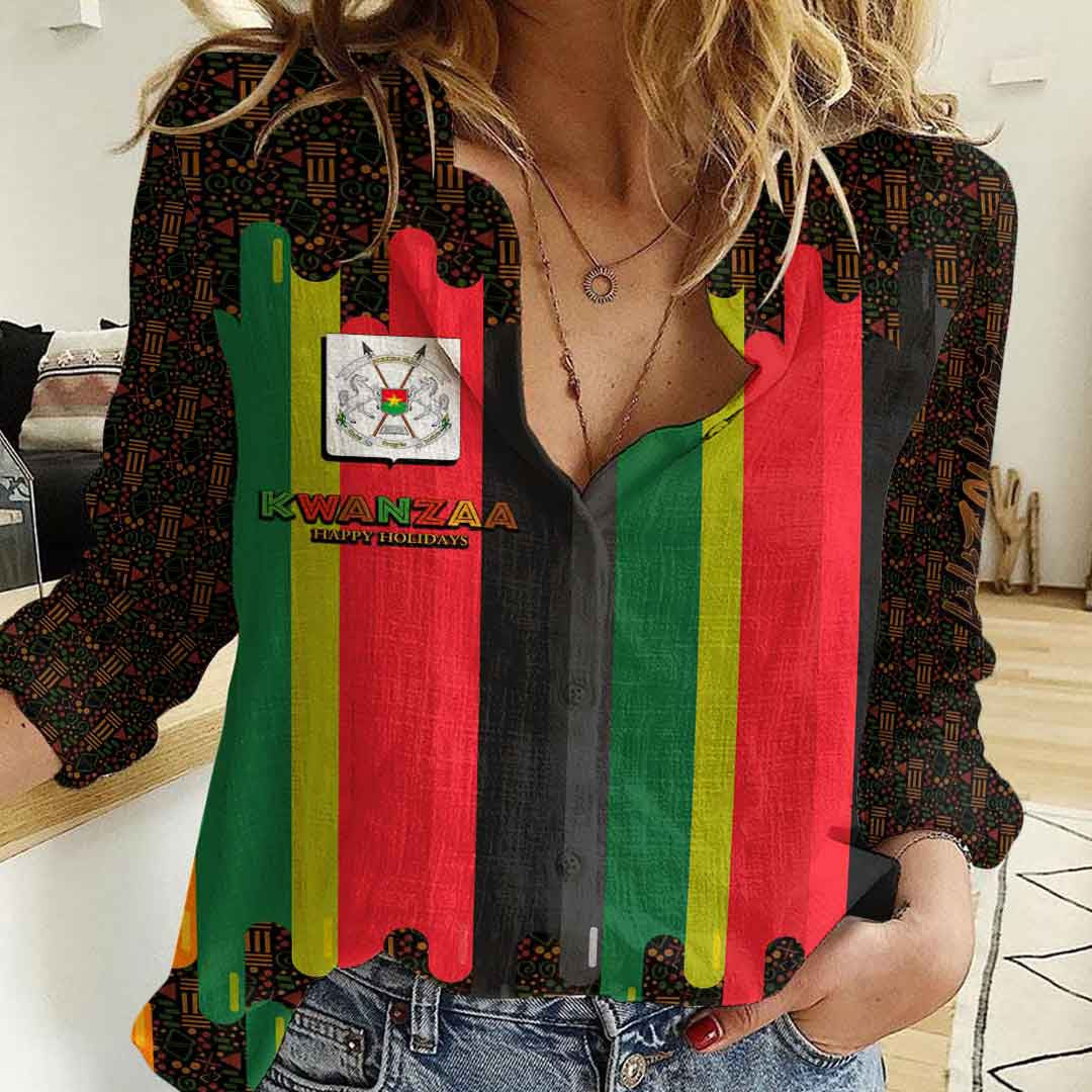 Clothing Burkina Faso Happy Kwanzaa New Women's Casual Shirt
