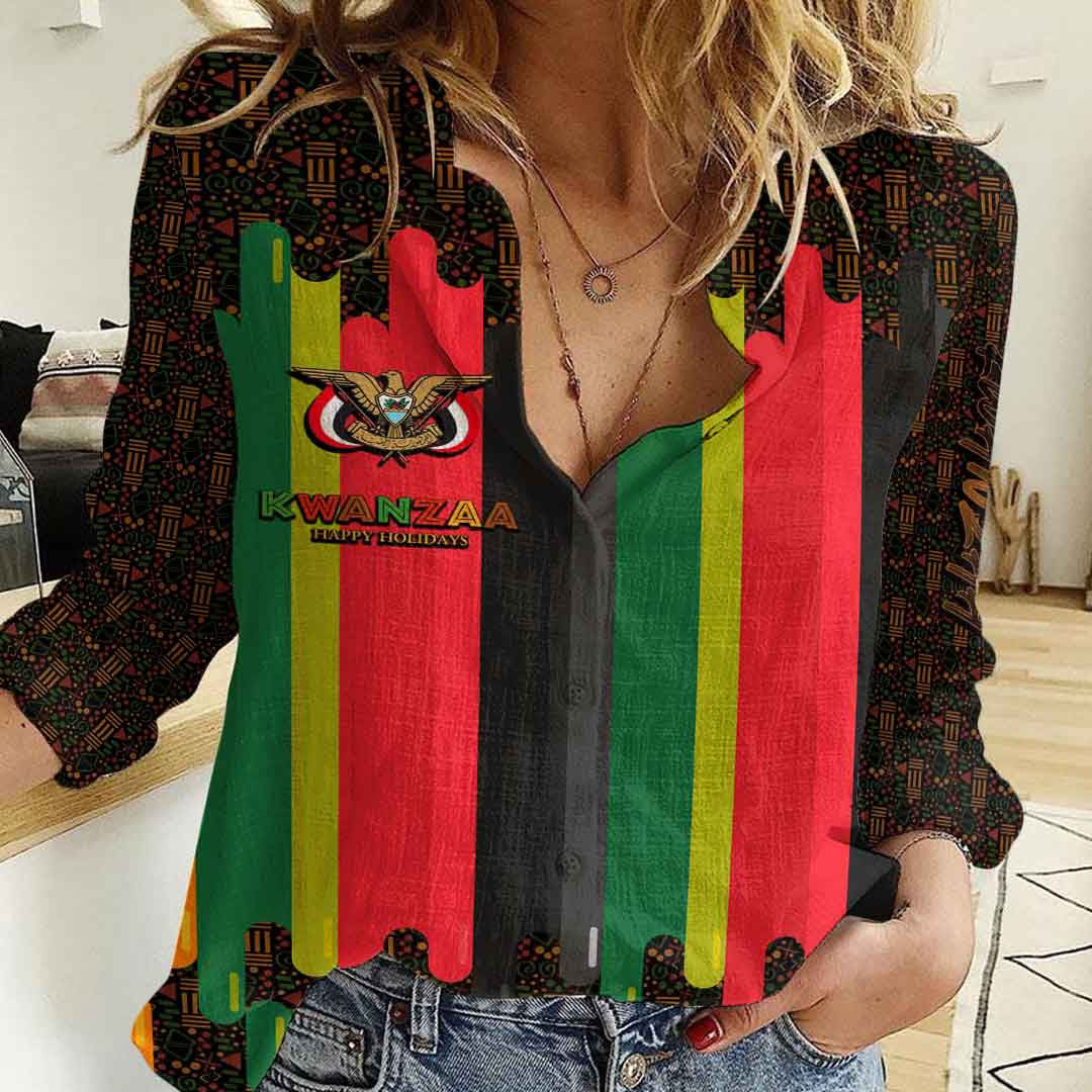 Clothing Yemen Happy Kwanzaa New Women's Casual Shirt