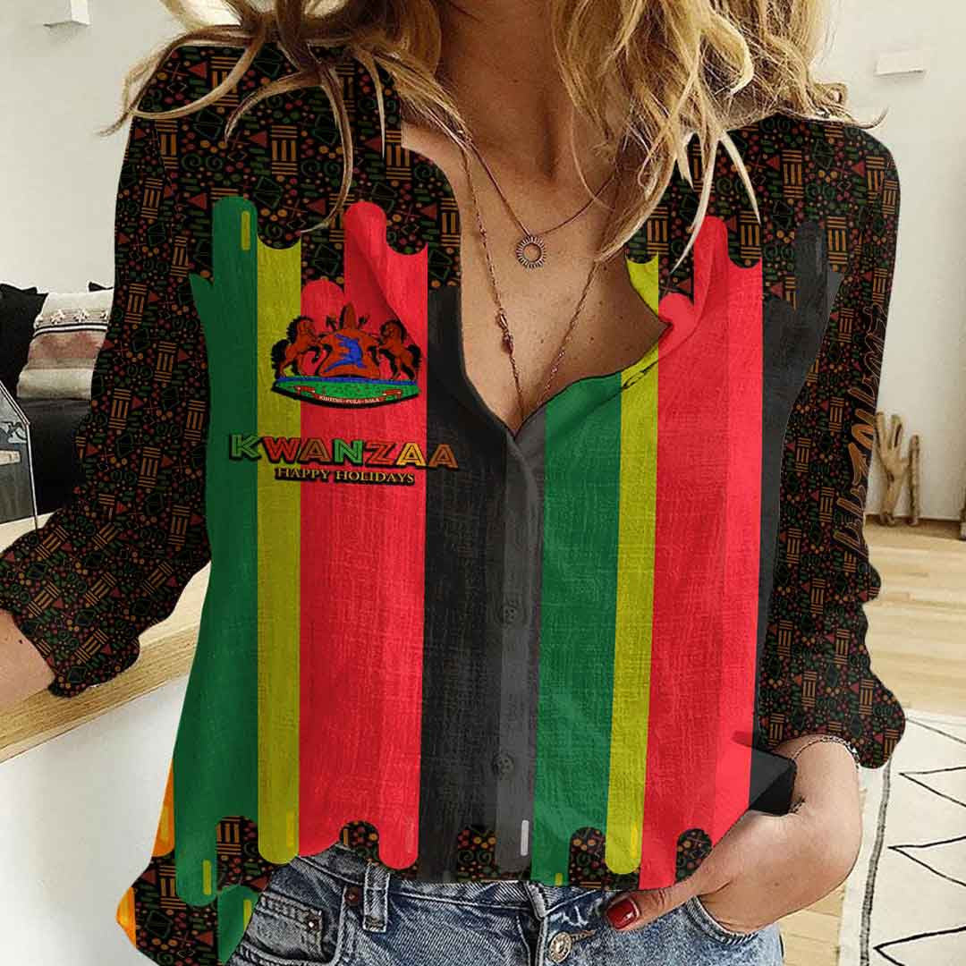 Clothing Lesotho Happy Kwanzaa New Women's Casual Shirt