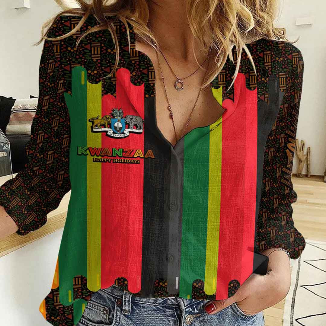 Clothing Eswatini Happy Kwanzaa New Women's Casual Shirt