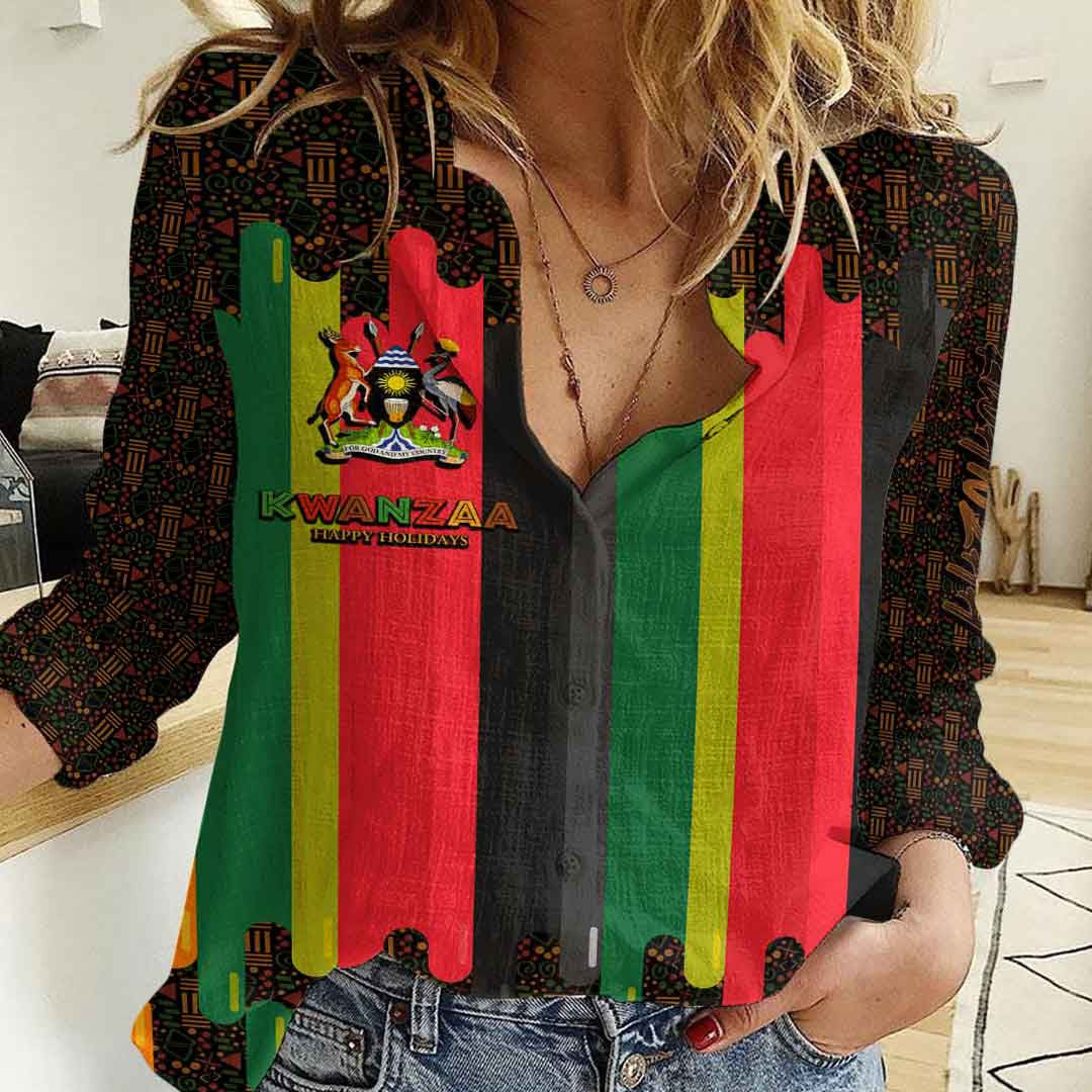 Clothing Uganda Happy Kwanzaa New Women's Casual Shirt