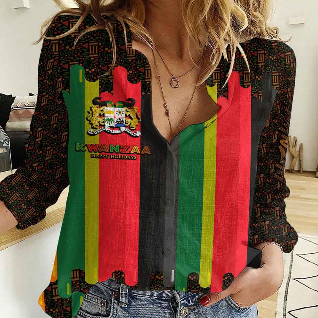 Clothing Benin Happy Kwanzaa New Women's Casual Shirt