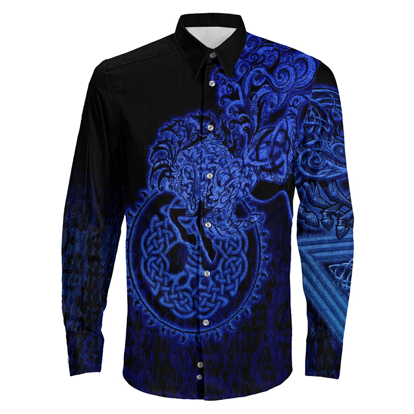Clothing Sleipnir Blue Viking Long Sleeve Button Shirt
