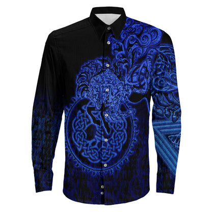 Clothing Sleipnir Blue Viking Long Sleeve Button Shirt