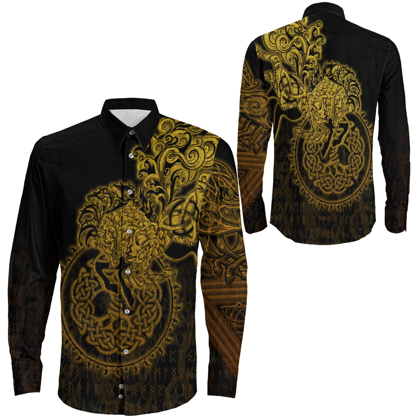 Clothing Sleipnir Gold Viking Long Sleeve Button Shirt