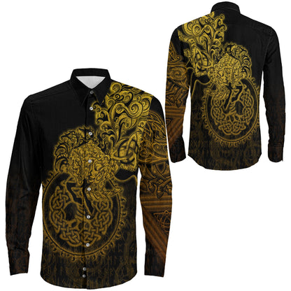 Clothing Sleipnir Gold Viking Long Sleeve Button Shirt