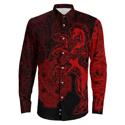 Clothing Sleipnir Red Long Sleeve Button Shirt