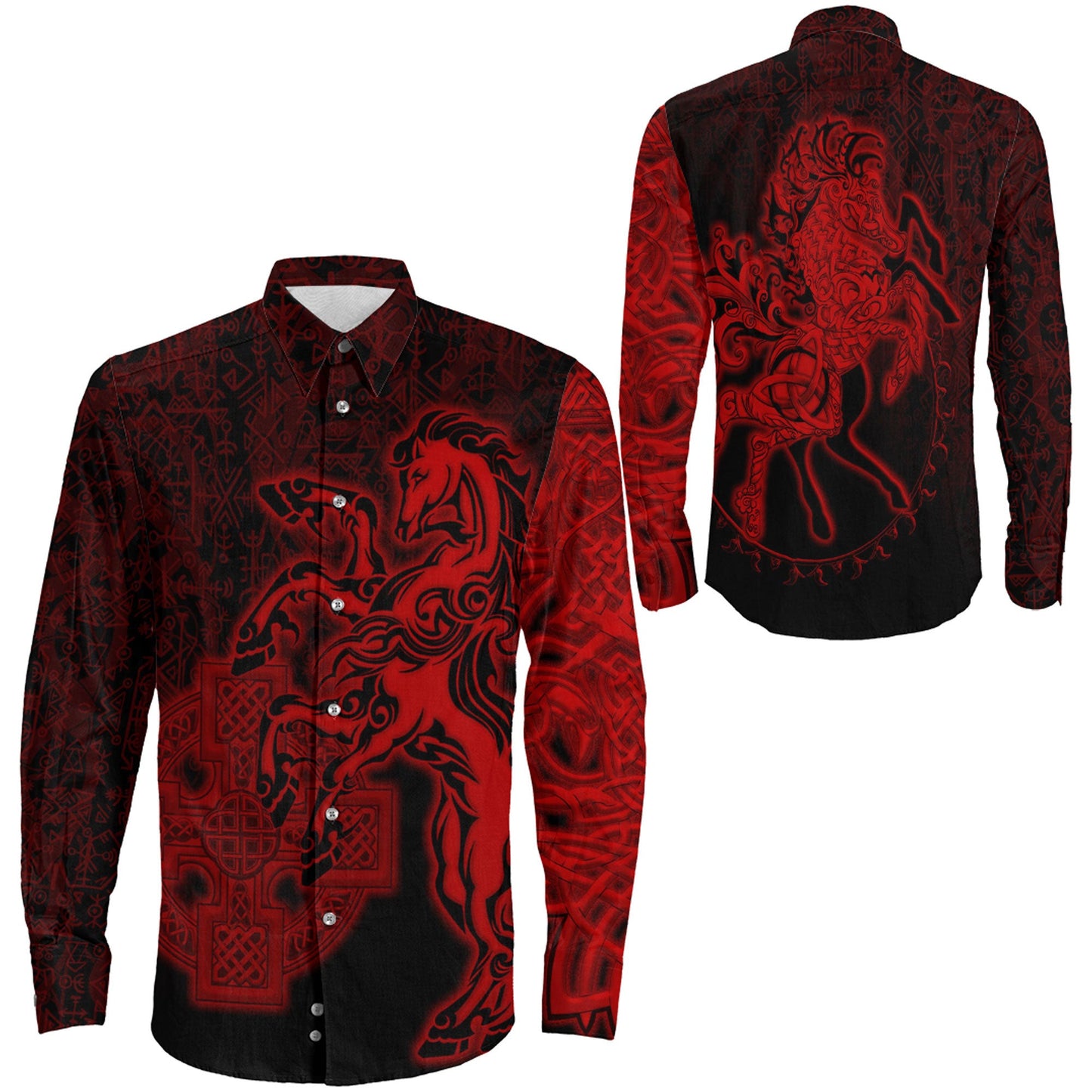 Clothing Sleipnir Red Long Sleeve Button Shirt