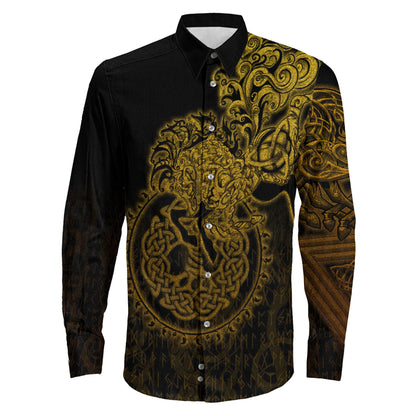 Clothing Sleipnir Gold Viking Long Sleeve Button Shirt