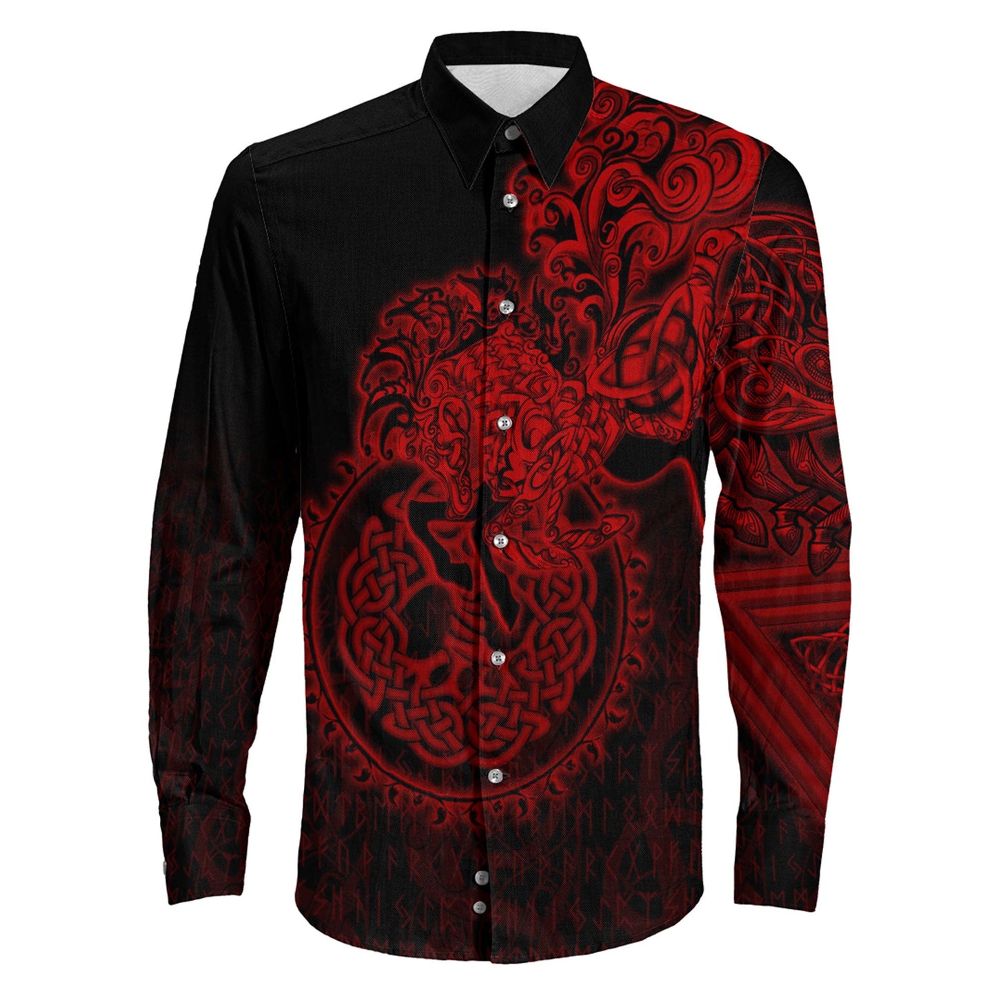 Clothing Sleipnir Red Viking Long Sleeve Button Shirt