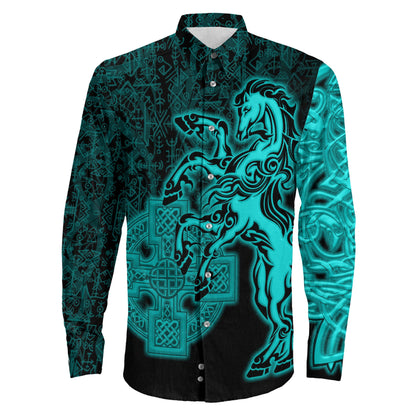 Clothing Sleipnir Turquoise Long Sleeve Button Shirt