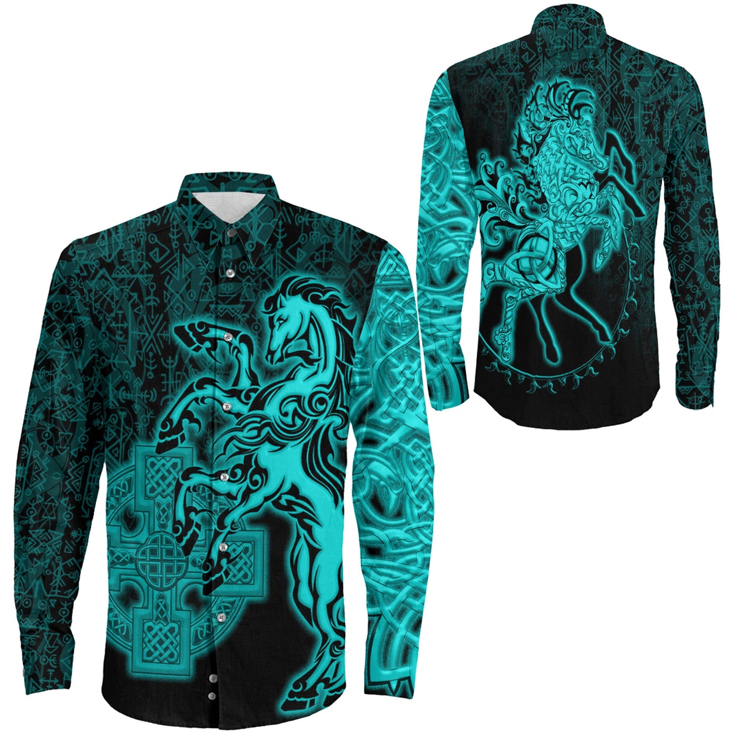 Clothing Sleipnir Turquoise Long Sleeve Button Shirt