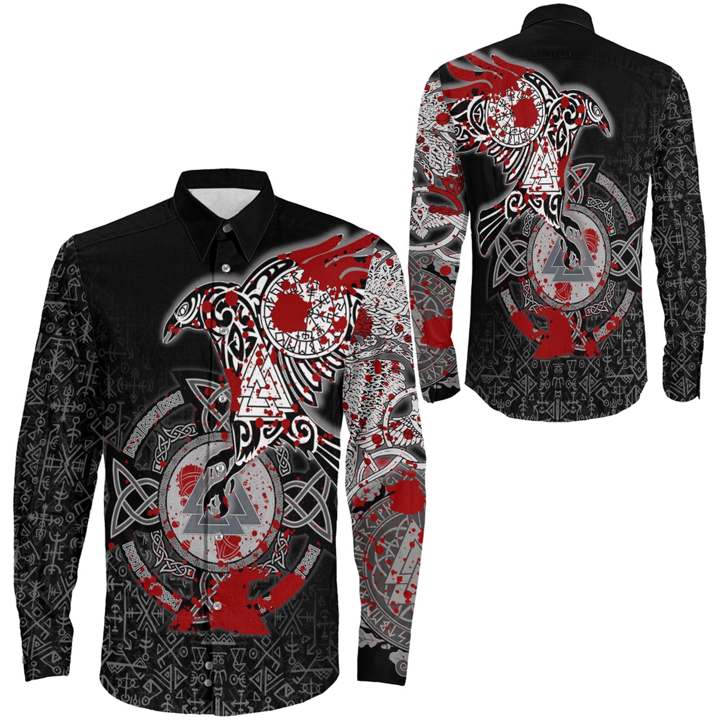Clothing Raven Celtic Blood Viking Long Sleeve Button Shirt