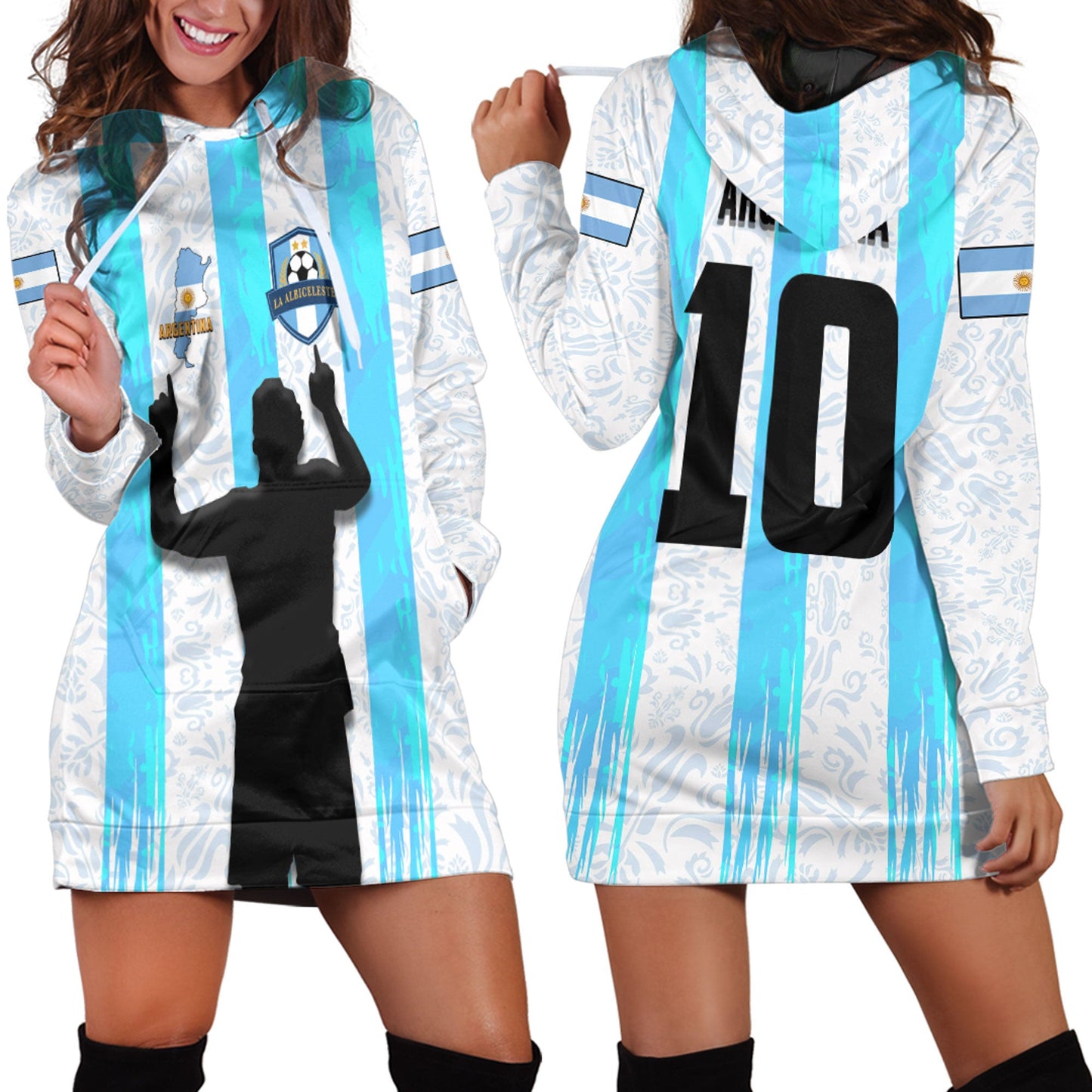 Clothing Argentina Football Style Hoodie Dress