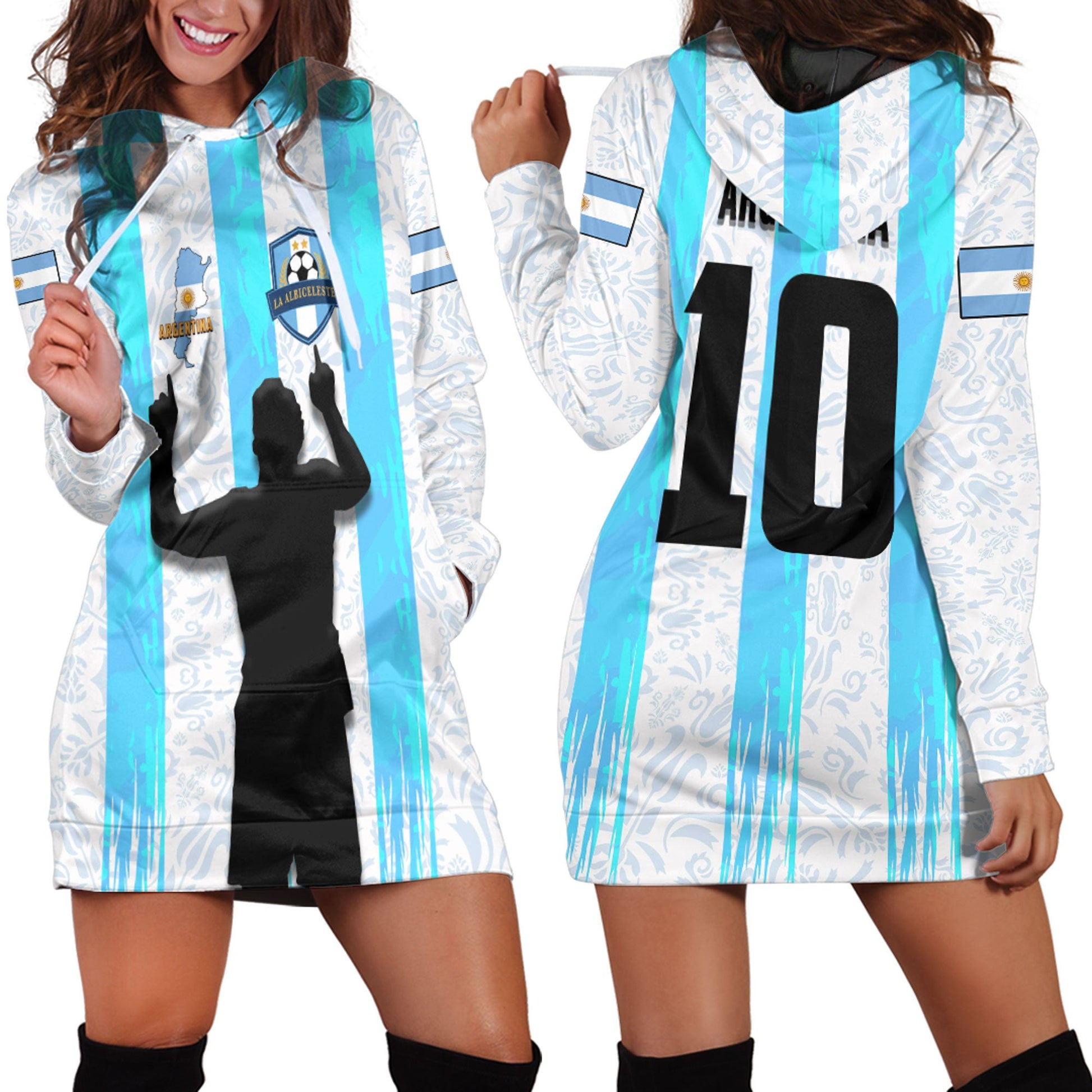 Clothing Argentina Football Style Hoodie Dress