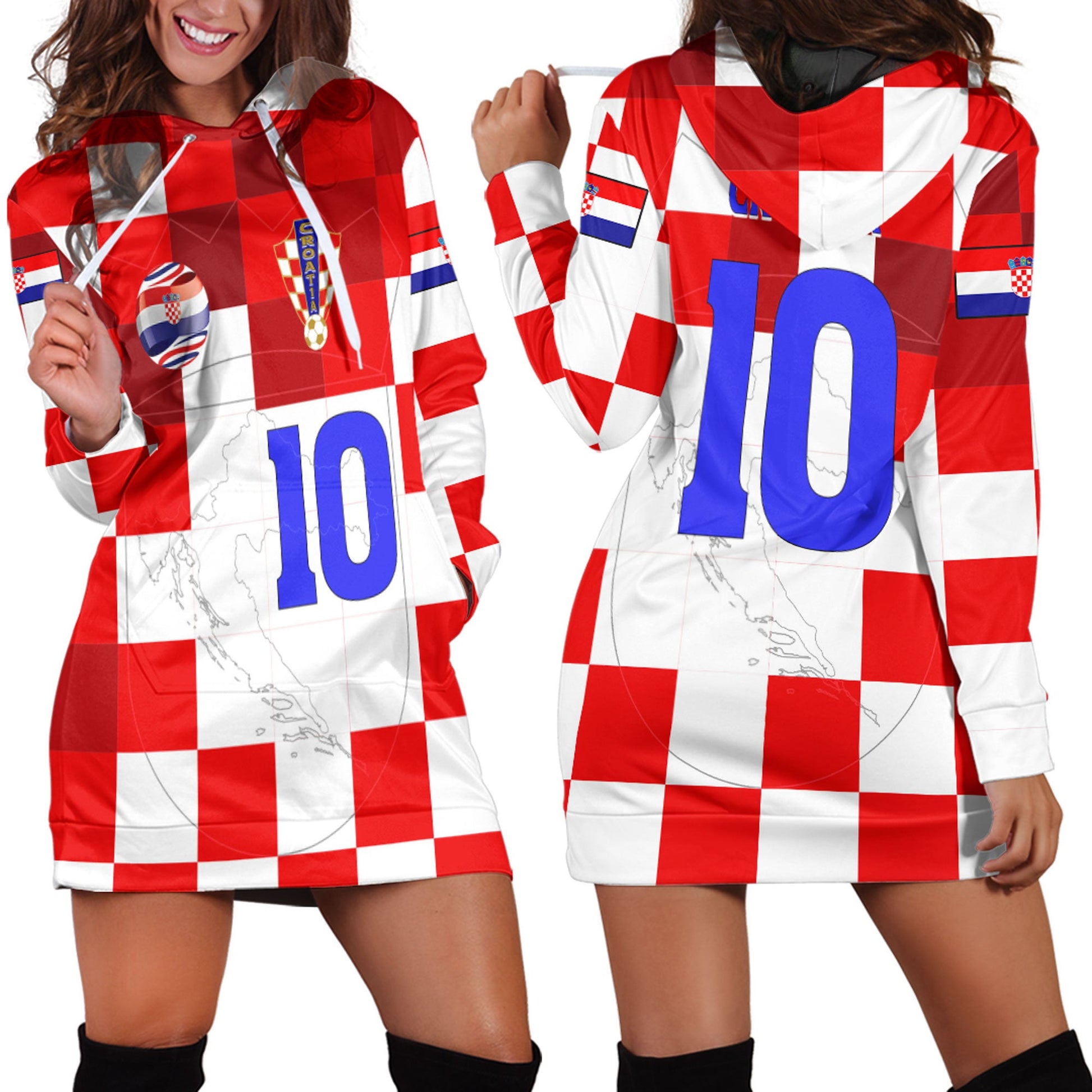Clothing Croatia Football Style Hoodie Dress