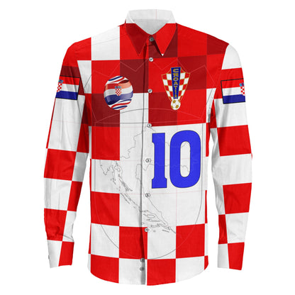 Clothing Croatia Football Style Long Sleeve Button Shirt
