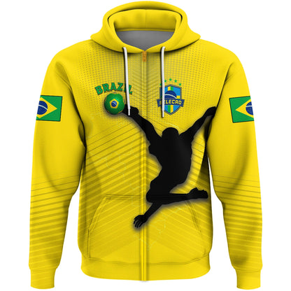 Brazil Soccer Style Zip Hoodie