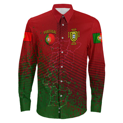 Clothing Portugal Soccer Style Long Sleeve Button Shirt