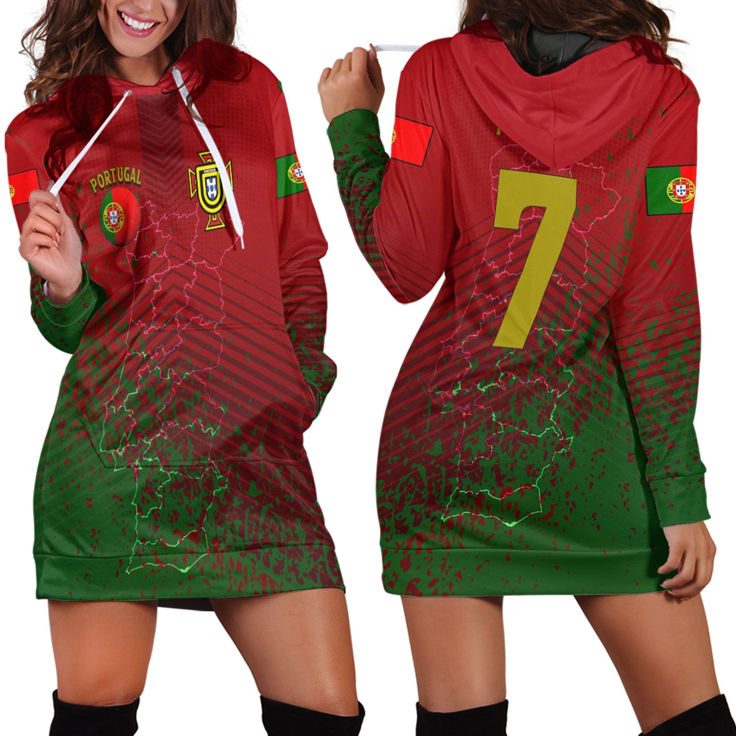 Clothing Portugal Soccer Style Hoodie Dress