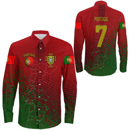 Clothing Portugal Soccer Style Long Sleeve Button Shirt